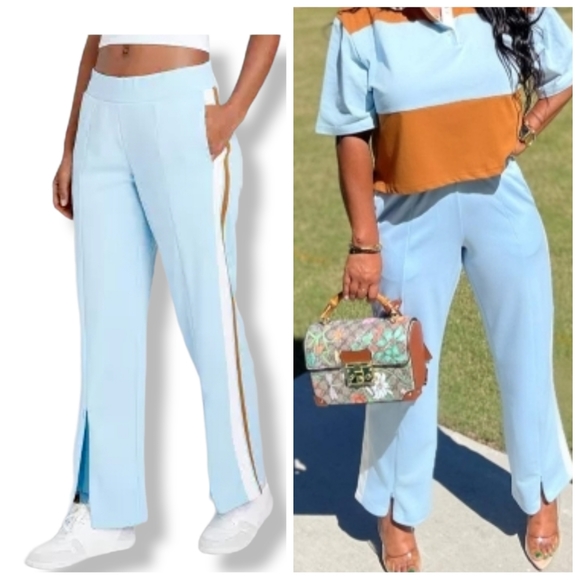 wild fable Pants - #M New Women's High-Rise Track Zip Pants Wild Fable Blue Y2K Style Striped 1x